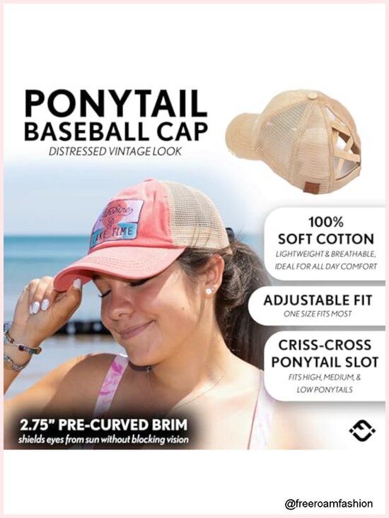 Criss Cross Ponytail Baseball Cap Trucker Mesh Hat Adjustable main image 5